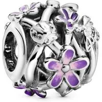 Pandora Bead 798772C02 Charm Damen Lilafarbenes Gänseblümchen Sterling-Silber