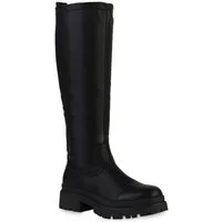 VAN HILL 839544 Plateaustiefel Damen Leicht Gefütterte Plateaustiefel Stiefel Profil-Sohle