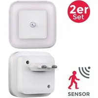 B.K.Licht LED Nachtlicht Start, Bewegungsmelder, Nachtlichtfunktion, LED fest integriert, Warmweiß, Nachtleuchte, Flurlicht, Bewegungsmelder, Dämmerungssensor, 2er SET
