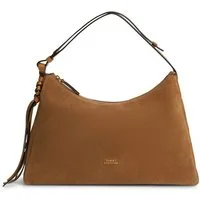 Tommy Hilfiger Schultertasche TH STATEMENT SHOULDER BAG SUEDE, Damen Umhängetasche, Handtasche mit Logoschriftzug