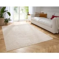 TaraCarpet Teppich Taipe-Pianta Hasenfell extra weich Hoch-Tief-Struktur, rechteckig, Höhe: 13 mm, Hasenfell Blätter creme Wohnzimmer Schlafzimmer Esszimmer 60X110