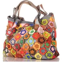 KMISSO Henkeltasche Damen Leder Patchwork Umhänge Henkel Schulter Tasche 30681 (1-tlg), im eleganten Look