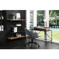 SalesFever Schreibtisch York Arbeitsplatz Deluxe, Metallrahmen-Ablage mit Polyrattan in Geflechtoptik