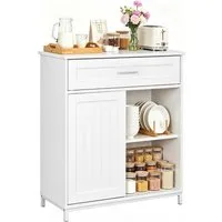 Woltu Sideboard, Küchenschrank mit Arbeitsplatte Schiebetür und verstellbare Ablage