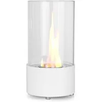 Moritz Dekokamin Tischkamin 30 x 15 x 15 cm weiß rund 300 ml Edelstahldose, Ethanolbrenner Glasfeuer Terrassenfeuer Kamin