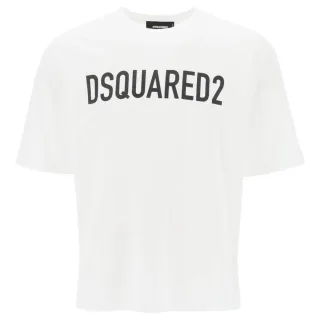 Dsquared2 Loose Fit Markenlogo Weißes T-shirt