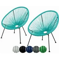 sunnypillow Gartenstuhl Acapulco, gemütlicher Loungesessel für Terrasse, Garten, Türkis