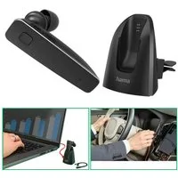 Hama Bluetooth Headset MyVoice 2100 mit Docking-Station Smartphone-Headset (Sprach-Steuerung, Anruffunktion, Bluetooth, Mikrofon, Docking-Station, Google, Siri, Bluetooth 5.0, Mono Kopfhörer Einohr Docking Mikrofon Auto Halterung PC Notebook)
