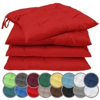 NatureMark Sitzkissen 4er-Set Stuhlkissen 40x40cm mit Bändern, Sitzpolster Kissen 4er Pack, schadstoffgeprüft, Rot