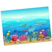 Tischsetmacher Platzset Tischset,  Platzset abwaschbar - für Kinder - Unterwasserwelt, (aus erstklassigem Vinyl (Kunststoff - BPA-frei), 1-St., 44 x 32 cm - rutschfeste Tischdekoration), Made in Germany