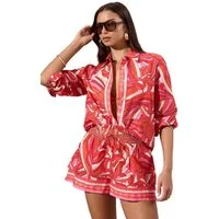LIPSY Strandshirt Lipsy geknöpftes Cover-up-Strandhemd mit Kragen (1-tlg)