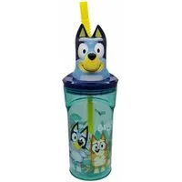 Bluey Trinkflasche Trinkbecher – 3D Kinderbecher & Strohhalm-Tumbler 360 ml