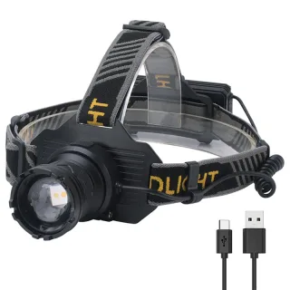 SEEKNITE 500M Distance Smart Sensor LED Headlamp Spotlight/Floodlight Zoom, Yellow/White Light Adjusted, Type-C Recharge