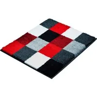 Grund Badematte BONA, Höhe 20 mm, fußbodenheizungsgeeignet, Polyester, rechteckig, rutschhemmender Rücken, kariert, flauschig, weich