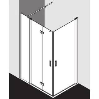 Kermi Diga Eckeinstieg-Hälfte Pendel-Falttür m Festfeld DIF2L09318VAK 93x185cm, silber hochglanz, ESG klar, links, auf Duschplatz