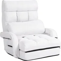 COSTWAY Relaxsessel Liegebett, verstellbar,klappbar,mit Armlehnen&Kissen