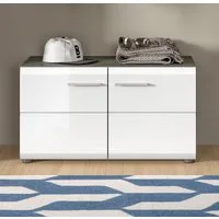 Home affaire Sitzbank Rumba, Breite 80cm, Hochglanz Front, 2 Türen, 2 Einlegeböden, 4 Fächer, Schuhbank, Schuhschrank, Flurbank, Flurmöbel