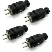 ARLI 4x Schutzkontaktstecker spritzwassergeschützt Schuko Netzstecker Stromadapter Stecker zu Kupplung, IP44 Schutzkontakt Stecker Stromkabel Verlängerung Robust Zuverlässig
