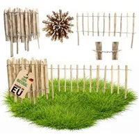 Floranica Staketenzaun Staketenzaun mit Pfosten Stekzaun Holzzaun Gartenzaun aus Haselnuss, (L / H 100 x 35 cm, 1-St., Lattenabstand 4-6 cm), Teichumrandung Grundstücksumrandung Beeteinfassung Bauerngarten
