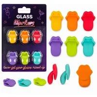 ReWu Deko-Glas Glasmarker 6er Set Silikon bunte Glasmarkierer Party