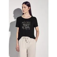 STREET ONE Rundhalsshirt mit Elastiksaum
