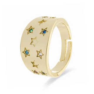 Luxenter Ring mit Brillantzirkonia aus 18K Gelbgold - Etav