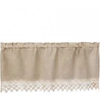 Delindo Lifestyle Scheibengardine Bistrogardine Landhaus mit stangendurchzug, 45x120 cm, beige (1 St), Stangendurchzug, blickdicht, blickdicht mit Spitze