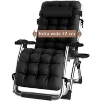 DQCHAIR Gartenliege Sonnenliege Klappbar Liegestuhl 200kg Schwarz inkl. Kissen