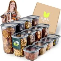 uandu home Vorratsdose Vorratsdosen mit Deckel Luftdicht, Vorratsbehälter Set, BPA Frei, (Vorratsbehälter Set, Aufbewahrungsbox Küche, Luftdichte Aufbewahrungsbox im Set inkl. 80 Etiketten, BPA Frei Kunststoff, Vorratsbehälter Set, Vorratsdosen für a