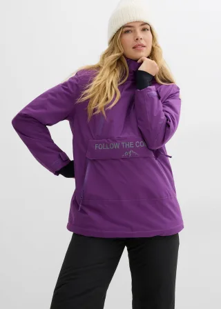 bonprix Gefütterter Windbreaker, lila, Gr.44, Wasserdichte Skijacke zum Reinschlüpfen mit weichem Fleece-Futter, aus Fleece
