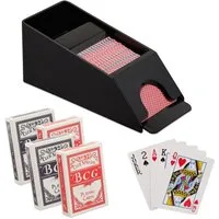 relaxdays Spiel Kartenschlitten mit 4 Decks