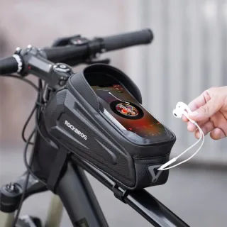 ROCKBROS Bicycle Bag 1.7L Frame Front Tube Cycling Bike Phone Mount Bag Waterproof Phone Case Holder 6.8 Inches Touchscr