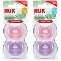 NUK Schnuller Sensitive Schnuller 0–6 Monate + Sensitive Schnuller 6-18 Monate SET