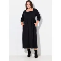 Ulla Popken Maxikleid Jerseykleid A-Linie Carré-Ausschnitt 3/4-Arm
