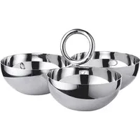 EDZARD Servierschale Apus, Edelstahl, Triple Schale, Silber-Optik, hochglanzpoliert, H 10 cm