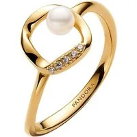 Pandora Fingerring 163831C01, Damenring mit Kleiner Perle Goldfarben