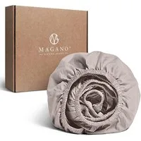 MAGANO Spannbettlaken Bambus & Baumwolle Satin, Luxus Bettlaken, Gummizug: rundum, 400 TC Luxusqualität, Hypoallergen, Thermoregulierend
