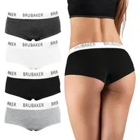 BRUBAKER Panty 4er Pack Damen Panties - Unterhosen Slips aus Baumwolle (Elastisch, weich und atmungsaktiv, 4-St) Hipster Unterwäsche Set mit Stretch Bund