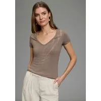 Melrose T-Shirt taillierte Passform, tiefer V-Ausschnitt, aus elastischem Jersey