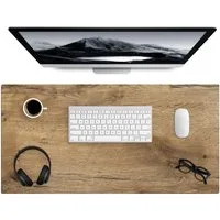 MuchoWow Gaming Mauspad Holz - Braun - Holzoptik (1-St), Gaming Mauspad XXL, Schreibtischunterlage, Desk Mat Groß, 80x40 cm
