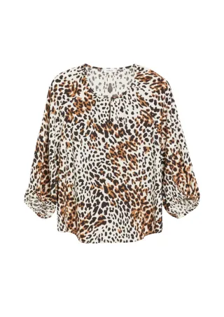 s.Oliver Red Label - Gemusterte Bluse weiß/braun - Gr. - 34