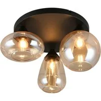 TRIO Leuchten Deckenleuchte Lumina, Deckenlampe 3-flammig mit Glasschirm, exkl 3x E14, max 10W, Leuchtmittel wechselbar, warmweiß - kaltweiß, Ø 49 cm Höhe 25 cm, spiegelnde Glas Lampenschirme in 3 modernen Formen