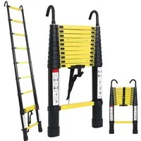 Clanmacy Teleskopleiter Teleskopleiter Alu 2,6~5m Ausziehleiter Anlegeleiter bis 150kg