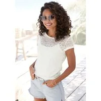 LASCANA Spitzenshirt (Packung, mit Spaghettitop) T-Shirt aus transparenter Spitze mit Blumenmuster, Partyshirt