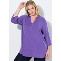 Ulla Popken Longshirt Tunika-Shirt A-Linie Tunika-Ausschnitt 3/4-Arm