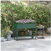 Outsunny Hochbeet Kräuterbeet Pflanzenbeet mit Rädern, Regal (Pflanzkasten, 1 St., Blumenkasten), für Garten, Balkon Grün 109 x 44 x 80 cm