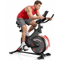 Gywowken Heimtrainer Fahrrad mit 0-100% Einstellbarer Widerstand (mit Tablet-Halter, Indoor Bike für Cardio-Training, Bis 120KG), Leises Hometrainer Fahrrad mit LCD-Monitor, Fitnessbike