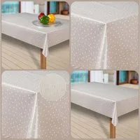 laro Tischdecke Wachstuch-Tischdecken Abwaschbar Punkte beige weiss rechteckig