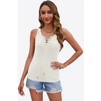 Imily Bela Strickweste Damen sexy Tanktop mit V-Ausschnitt (Packung, 1-tlg., 1per-Pack) mit Kordelzügen