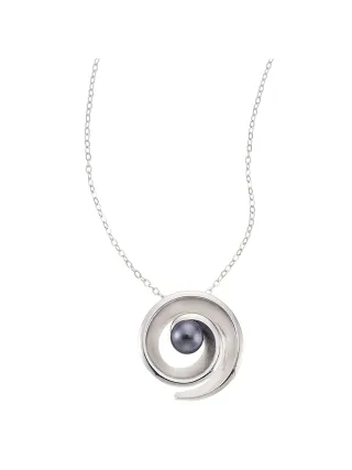 Zeeme Pearls Halskette Silber 925 rhodiniert mit einer schwarzen Perle 5,5-6mm